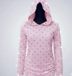 BWT, Emma's Expressions Maternity Pink Star Print Hoodie Size L
