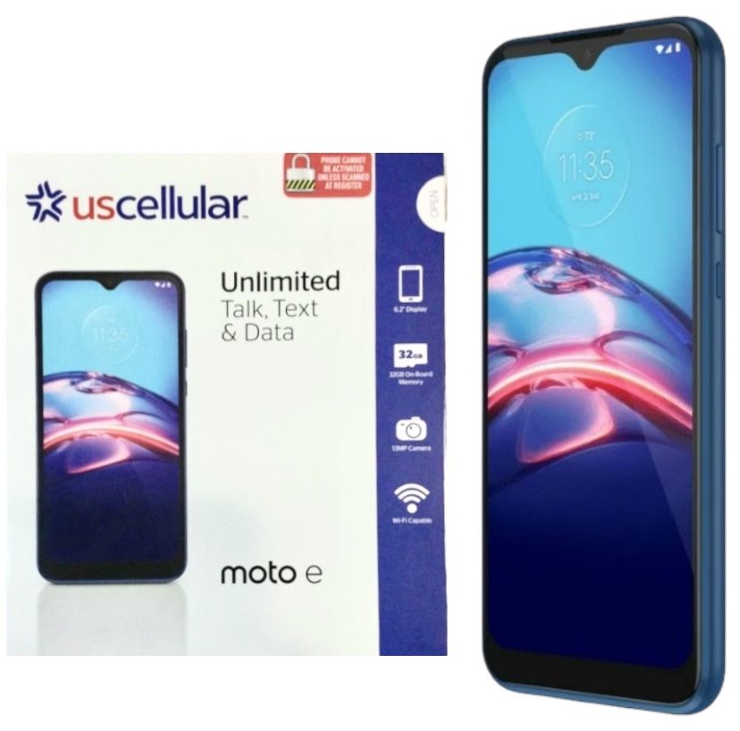 USCellular Motorola moto e (2020) 32GB midnight Blue- US cellular LOCKED Prepaid Smartphone