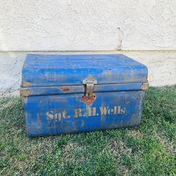 Vintage Trunk Metal Trunk Toy Chest Rustic Decor Shabby Chic 