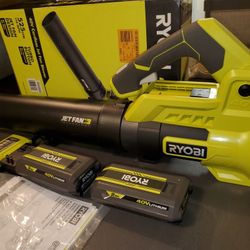 RYOBI40V 110 MPH 525 CFM Cordless Battery Variable-Speed Jet Fan Leaf Blower with 2  Batterys 2.0 Ah and Charger