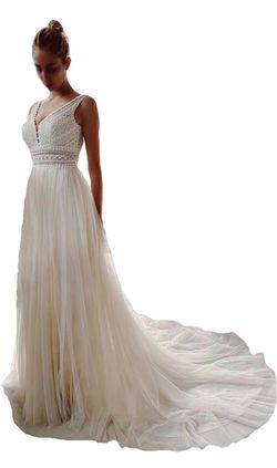 Brand new with tags attached Sorayan Wedding Dresses for Bride Illusory Lace Bohemia V Neck Layers Tulle A Line Beachy Wedding Gowns… Retails for $