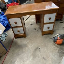 Vintage Desk With 4 Large Drawers 