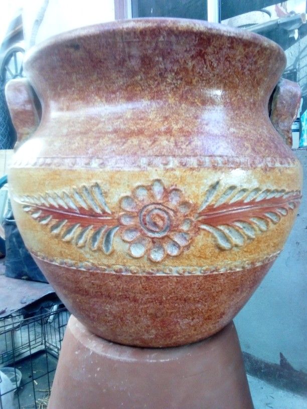 Artisan Clay Vase With Ear Handles