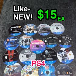 🎮 PS4 Games Lot – Like New – $15 Each (Mixed Titles)