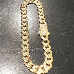 PURE 14K YELLOW GOLD WITH CZ DIAMONDS BRACELET SIZE 7.5 