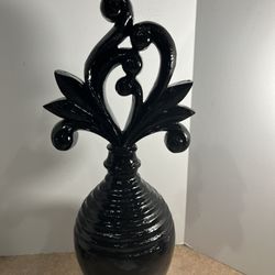 Black Ornate Speckled Ceramic Sculpture 