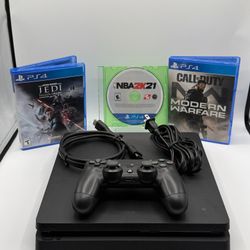 Sony PlayStation 4 Slim Console 1TB (CUH-2215B) Bundle - Tested And Working!