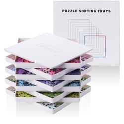 8 Puzzle Sorting Trays with Lid 8"x 8" - Portable Jigsaw Puzzle.    (AJ)