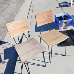 2 Heavy Made Metal And Wood Chairs 