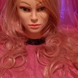 Wigs Corral/ Light Pink Wig Caps New Long Synthetic Wig 