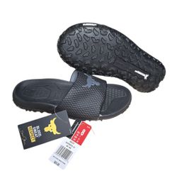 New! Under Armour Project Rock 2.0 Slides Wild Gripper Size 8 Black 