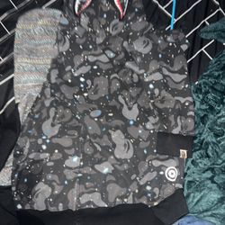Space camo shark Full Zip Hoodie BAPE obo