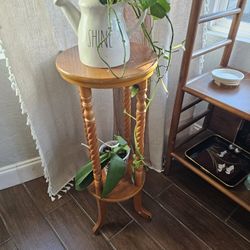Vintage Oak Wood  Double  Tier PLANT STOOL