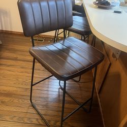 Brown Leather Bar Stools