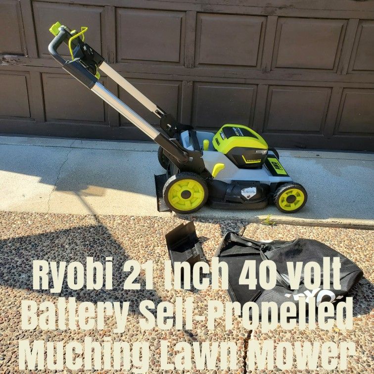 Ryobi 21 Inch Cordless 40 Volt Battery Self Propelled Brushless Lawn Mower & Mulcher