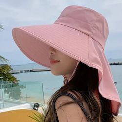 Women Hat With Ponytail Hole Pink Color