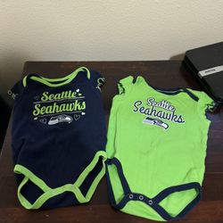 Baby Girl Seattle Seahawk Bodysuit One Piece Size 12 Months NFL  Set Of 2