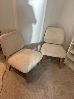 2 x Boucle Accent Chair with Wood Legs