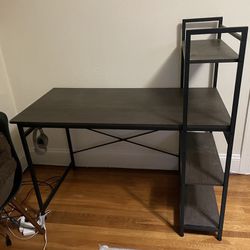 Dark Desk With Shelves 