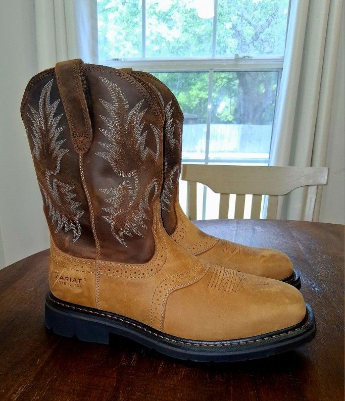Ariat Steel Toe Work Boots. Mens Side 10.5