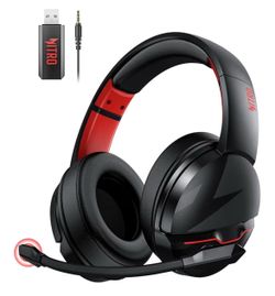 Wireless Headset with 2.4GHz for Ps5, Ps4, PC, Switch, Bluetooth 5.3 + 100Hrs Gaming Headphones