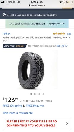 X2 unit 265/tpr17 115t all terrain brand new