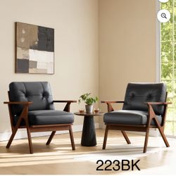 Wooden Arm Accent Chair Set Of 2 