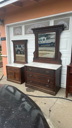 Vintage Wood With Marble Counter Top