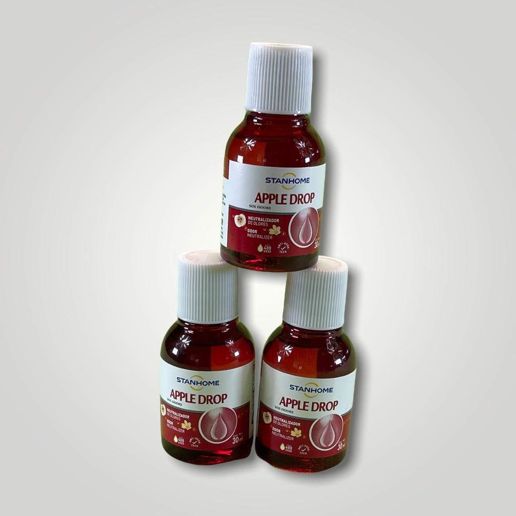 STANHOME APPLE DROP-SOS Odor neutralizer 3 bottles Neutralizador de Olores aroma MANZANA 3 botecitos.