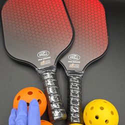 Gorilla Gear Pickle ball RED Paddle Set – 2 Paddles + Carry Bag