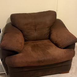 Brown Leather Sofa With Matching Chair.