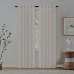 Toyoko Linen Blended Semi-Sheer Back Tab Curtain 2 panels