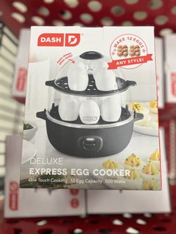 DASH Deluxe Rapid Egg Cooker for Hard Boiled, Poached, Scrambled Eggs, Omelets, Steamed Vegetables, Dumplings & More, 12 capacity, with Auto Shut Off 