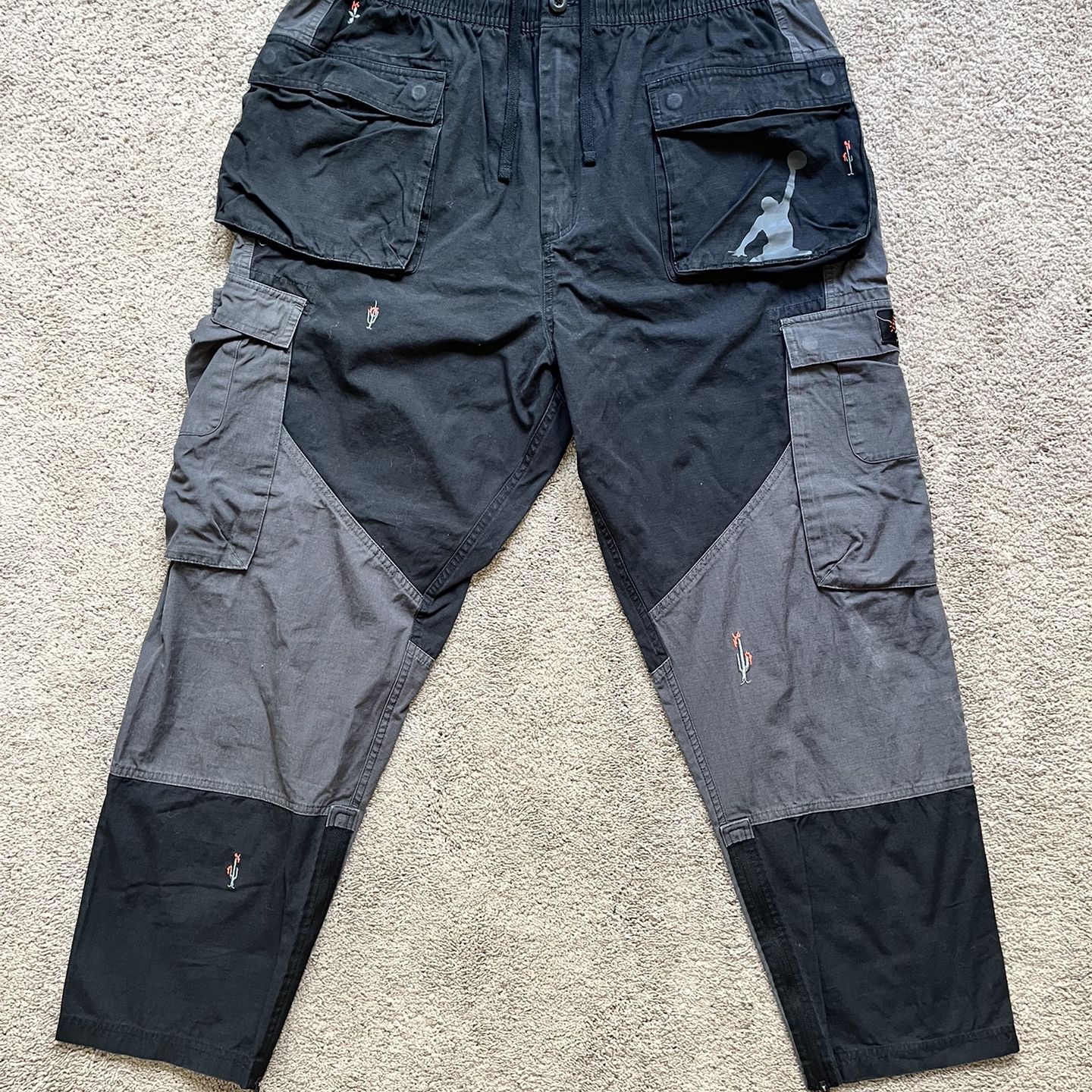 Jordan Travis Scott Cargo Pants Black Grey Men's Size XXL Cactus
