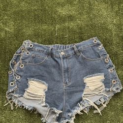 Lace Up Denim Short