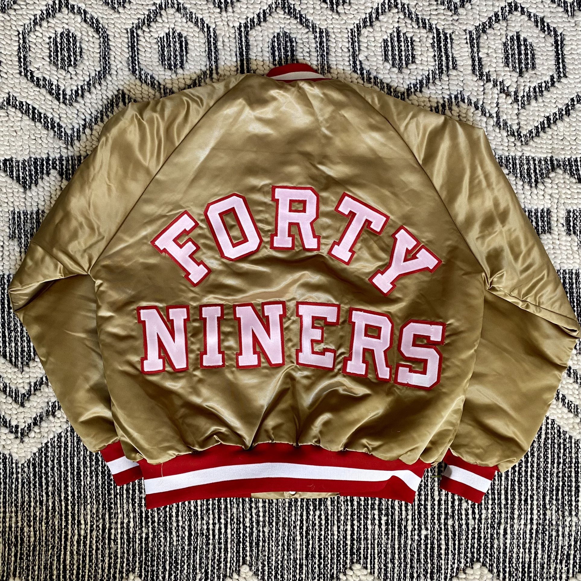VINTAGE SAN FRANCISCO 49ERS SATIN CHALK LINE JACKET SIZE L