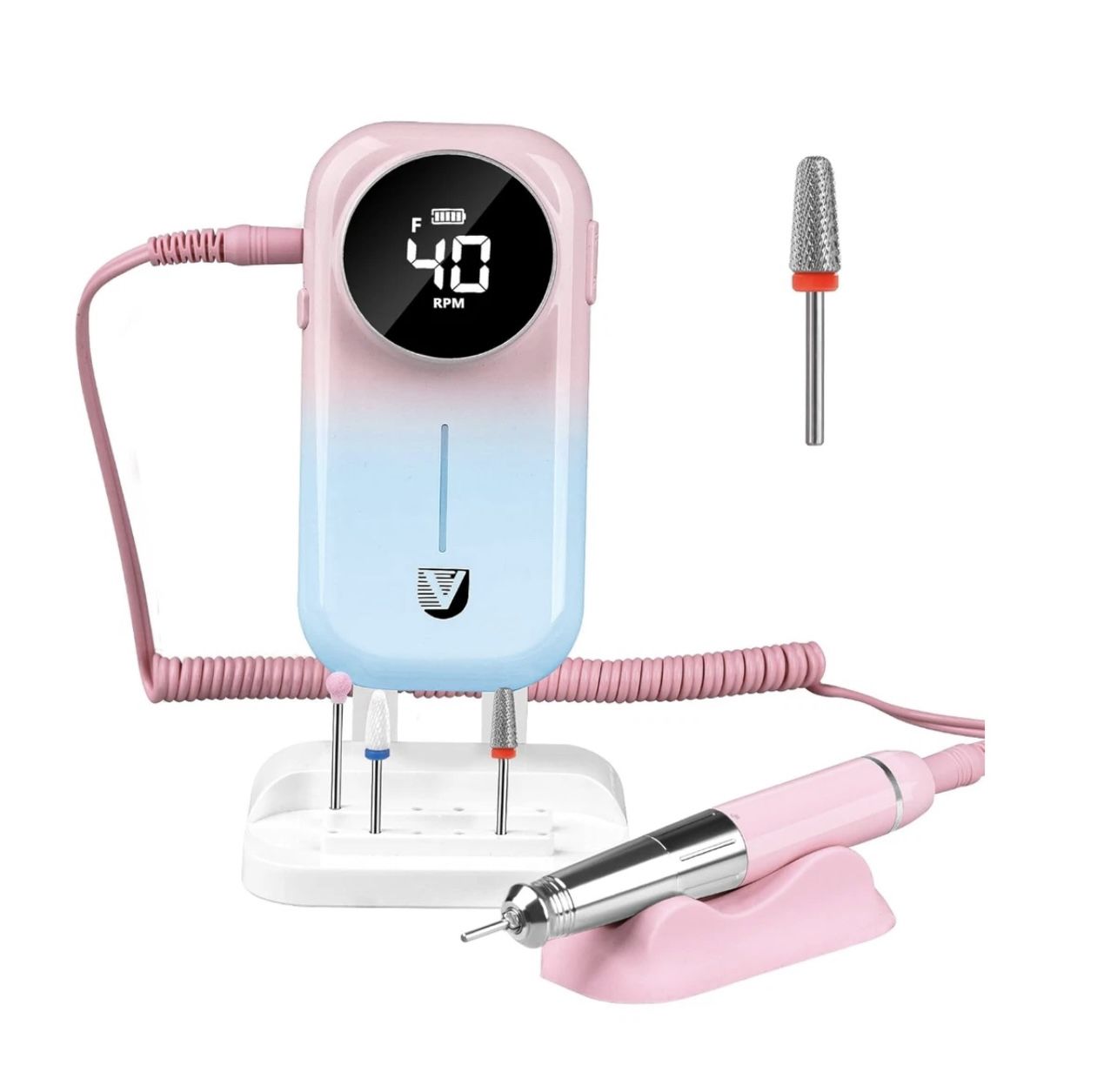 Professional Nail Drill Machine, 40000RPM Rechargeable Pro Electric Nail Drills for Acrylic Gel Nails - Updated Coreless Motor