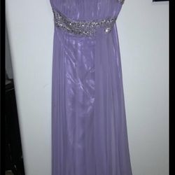 Purple Lavender Embellished Formal Grecian Style Dress