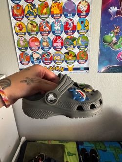 Gray Crocs Classic Clog with Jibbitz Charms
