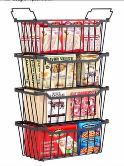 Freezer Organizer Bins, 4 Pack Stackable Chest Freezer Organizer for 5-7 Cu.FT Deep Freezer Sort Fro