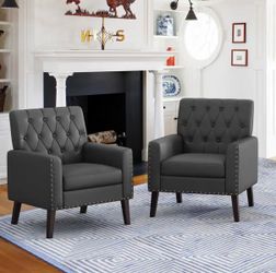 2X Dark Gray faux leather accent chairs