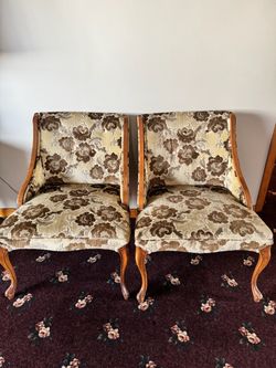 Pair of Vintage Floral Upholstered Accent Chairs