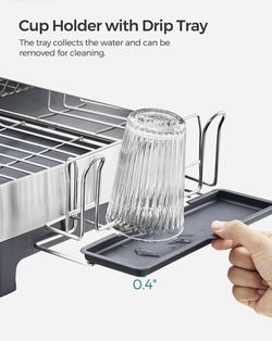 SONGMICS Dish Drying Rack, Stainless Steel Dish Racks for Kitchen Counter, Dish drainers with 360° Rotatable Spout, Removable Drainboard, Fingerprint- for Sale in West Covina, CA - OfferUp
