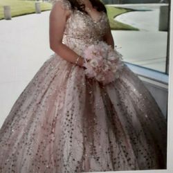 Quinceanera Dress Rose Gold- Xlg $250 
