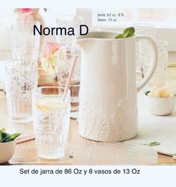 Juego de jarra de 86 Oz y 8 vasos de 13 Oz nuevos en sus cajas 🌺 princess house 🌺