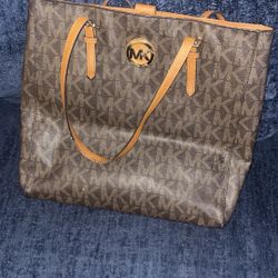 Michael Kors MK Signature Tote Brown Purse