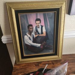Original Grace Jones and Michael Keaton Framed Photo