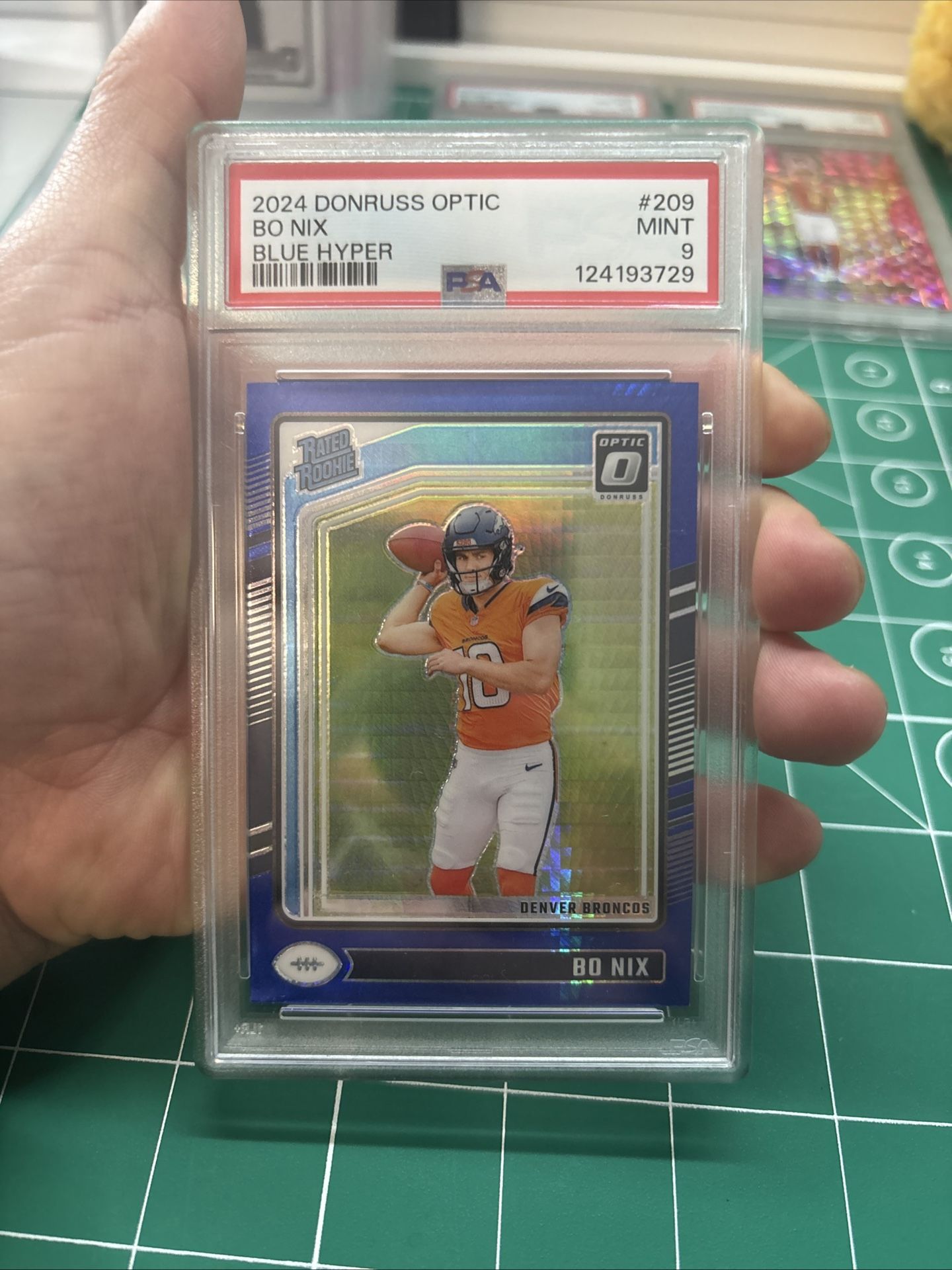 2024 Bo Nix blue hyper rc #209 PSA 9