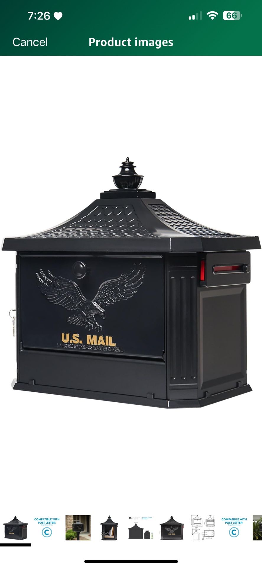 Architectural Mailboxes Hamilton Cast Aluminum, Locking, Post Mount Mailbox, Compatibility Code C, HM200BAM, Black, Large Capacity