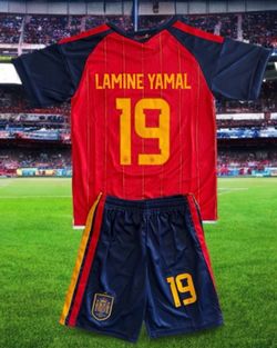 Adidas Spain home Lamine Yamal jersey and shorts set